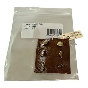 Goldtone Stud Earring Trio – Set of 3